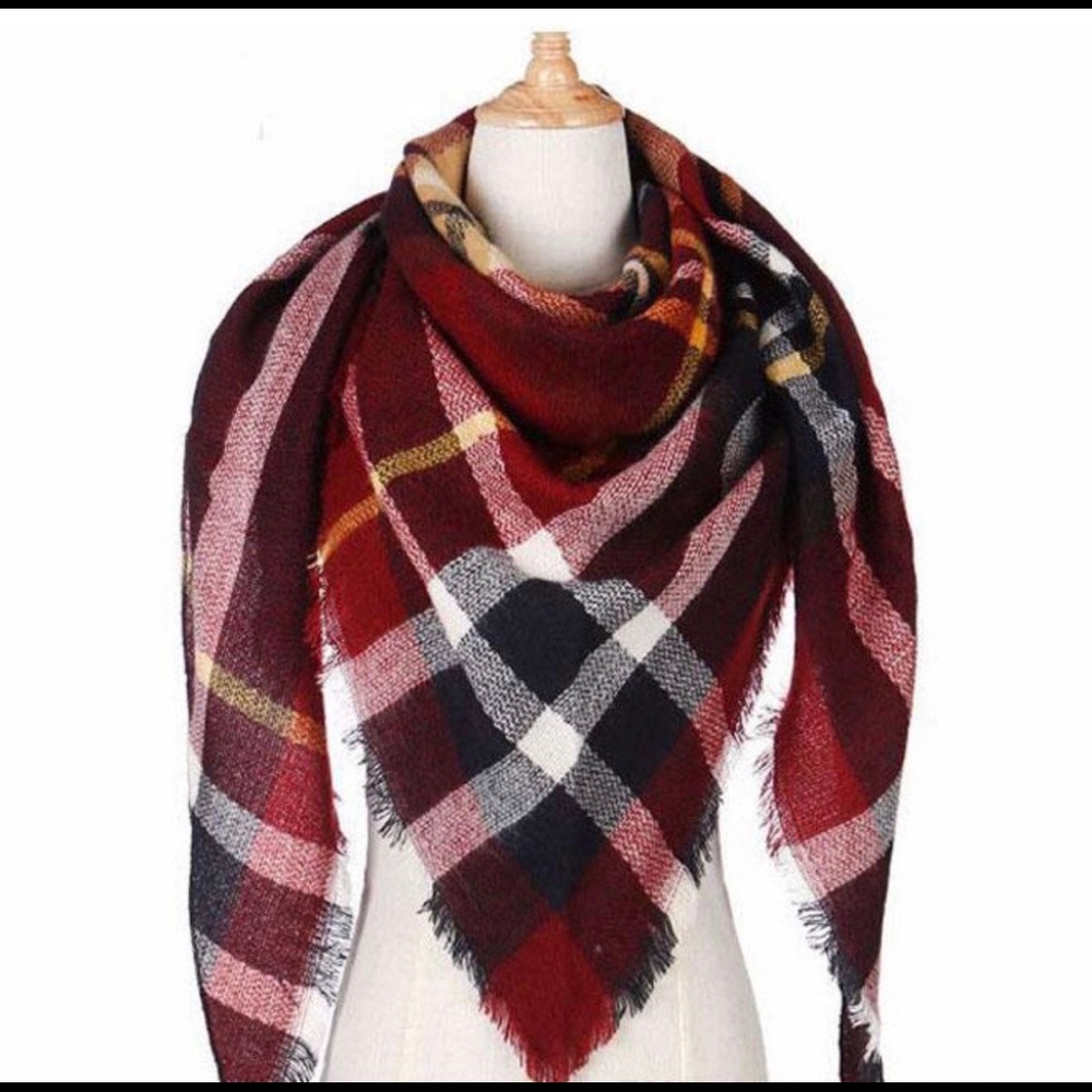 Red Plaid Blanket Scarf